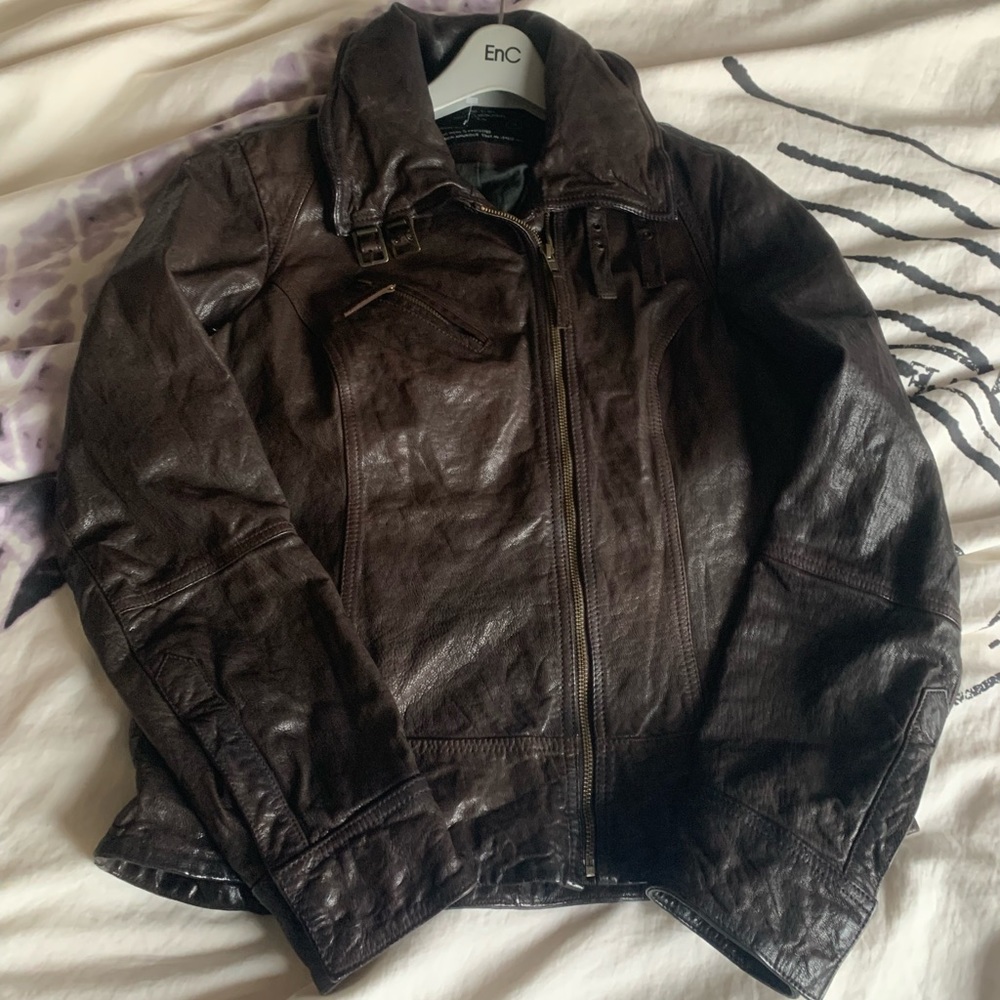All Saints UK Sz 14 US 10 leather jacket